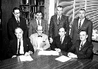 Original Board of Trustees: (seated - left to right) Douglas H. Wilkinson, Harvey C. Faulk, Stacy Budd, R.R. Currie (standing - left to right) James F. Bridges, Lewis B. Lawrence, Robert W. Dalrymple (Lawrence and Dalrypmple were not on the original board), Meigs Golden (not pictured) William B. Joyce, John C. Von Cannon