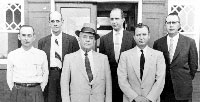 Lee County Commissioners, April 1955: (front row - left to right) Sion H. Kelly, J.T. Ledwell, Percy R. Measamer (back row - left to right) J. Glenn Edwards (Not a Commissioner) Evander C. Winstead and Milton Cheshire