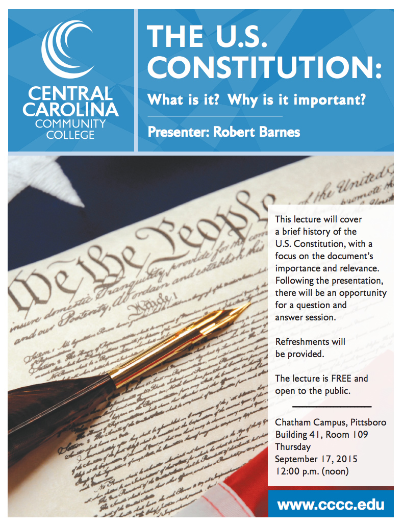 Constitution Day will be observed at CCCC Chatham Campus