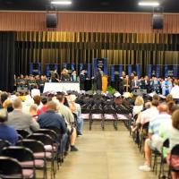 Central Carolina Community College graduation will be held at 9 a.m., 11 a.m., and 2 p.m. Thursday, May 11, at the Dennis A. Wicker Civic & Conference Center in Sanford. Watch the ceremony live (Chatham, Harnett, and Lee County residents) on Charter Cable 193, or www.4cnclive.com on the internet, or by downloading the Cablecast app from the play store and using it on your streaming device. The ceremony will also be available at www.4cnclive.com "on demand."
Photo: Graduation scene from 2022.