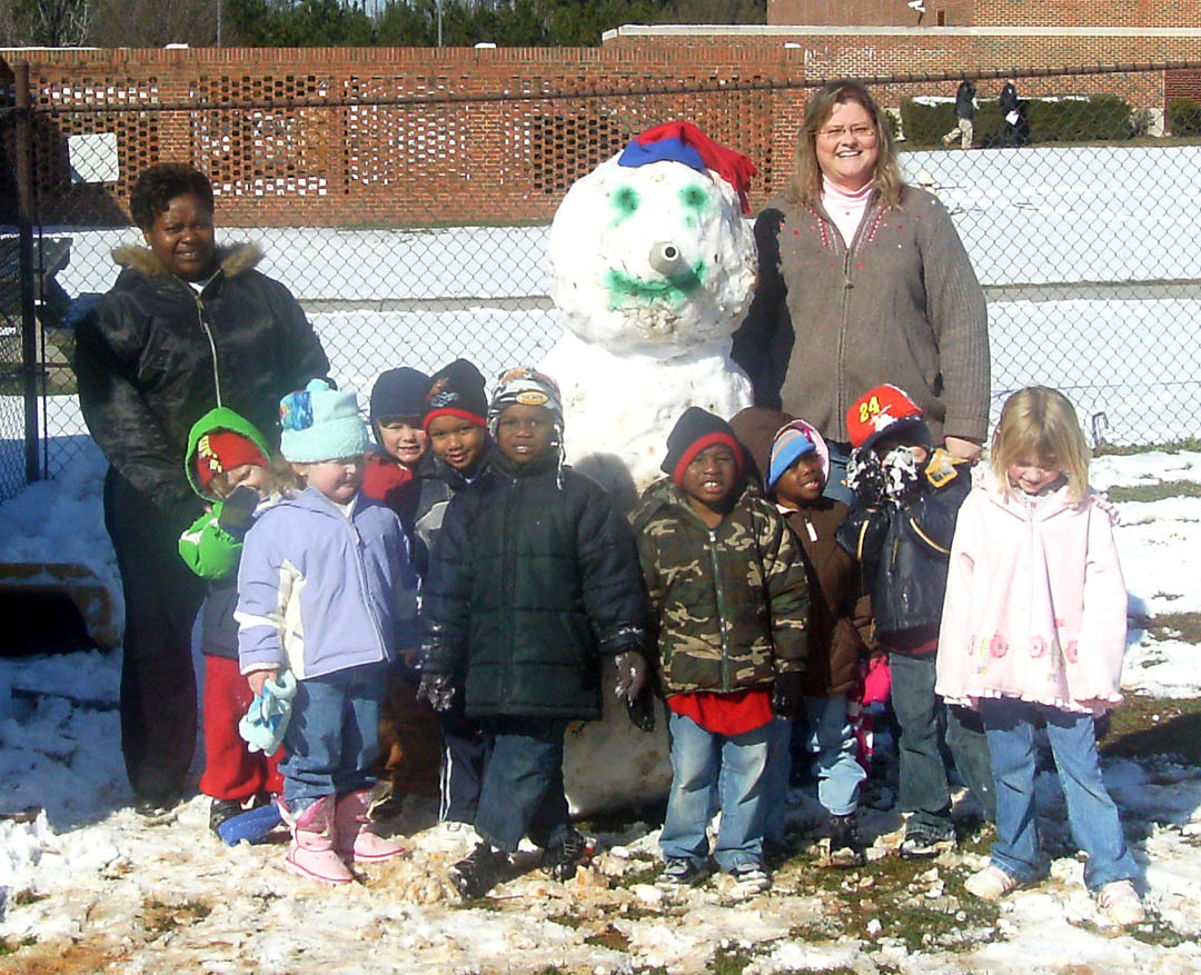 Snowman enjoys Chatham Preschool