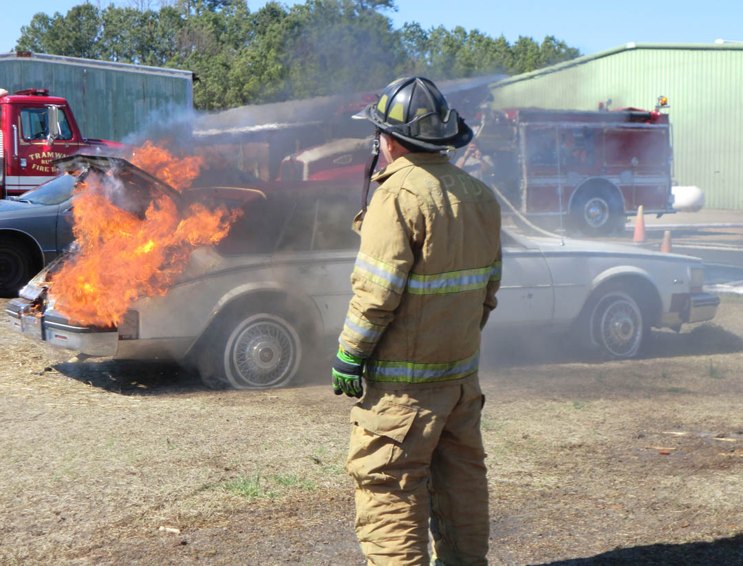 Autos burn for fire training at CCCCs Emergency Services Training Center