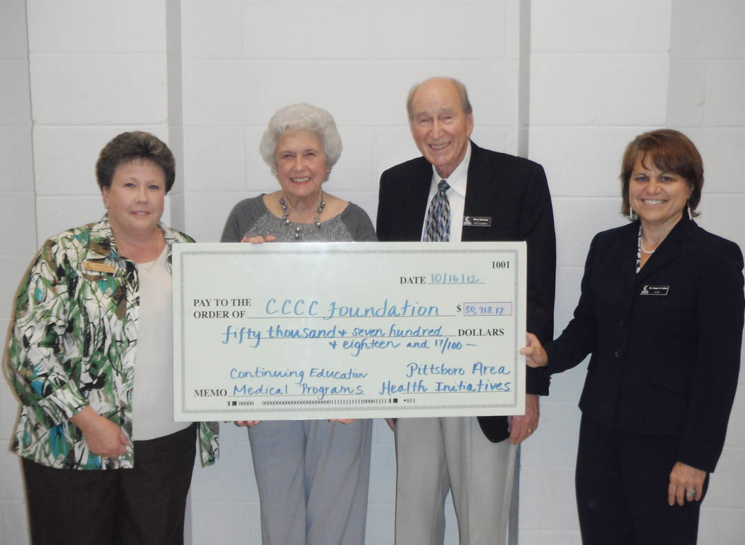 CCCC receives Pittsboro Area Health Initiatives gift