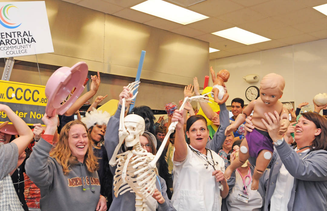 Click to enlarge,  Students at Central Carolina Community College's Chatham County Campus, joined by some faculty, did their 30-second version of the Harlem Shake. 