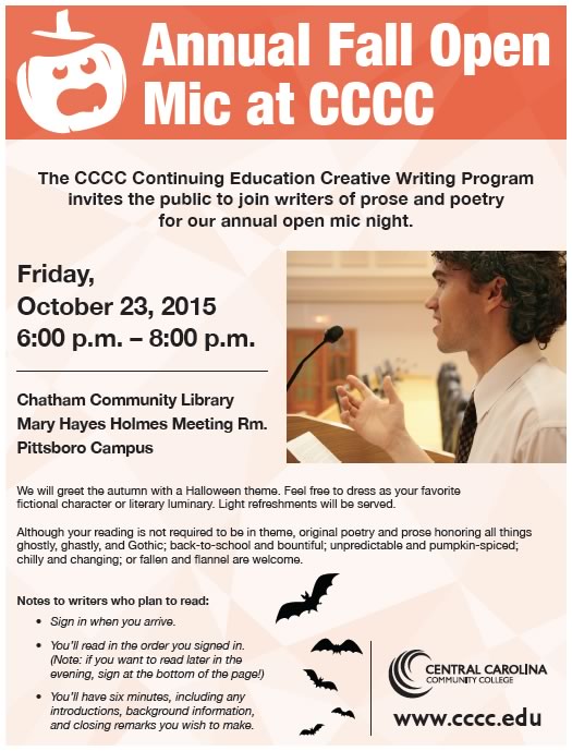 CCCC's Creative Writing program to host open mic night