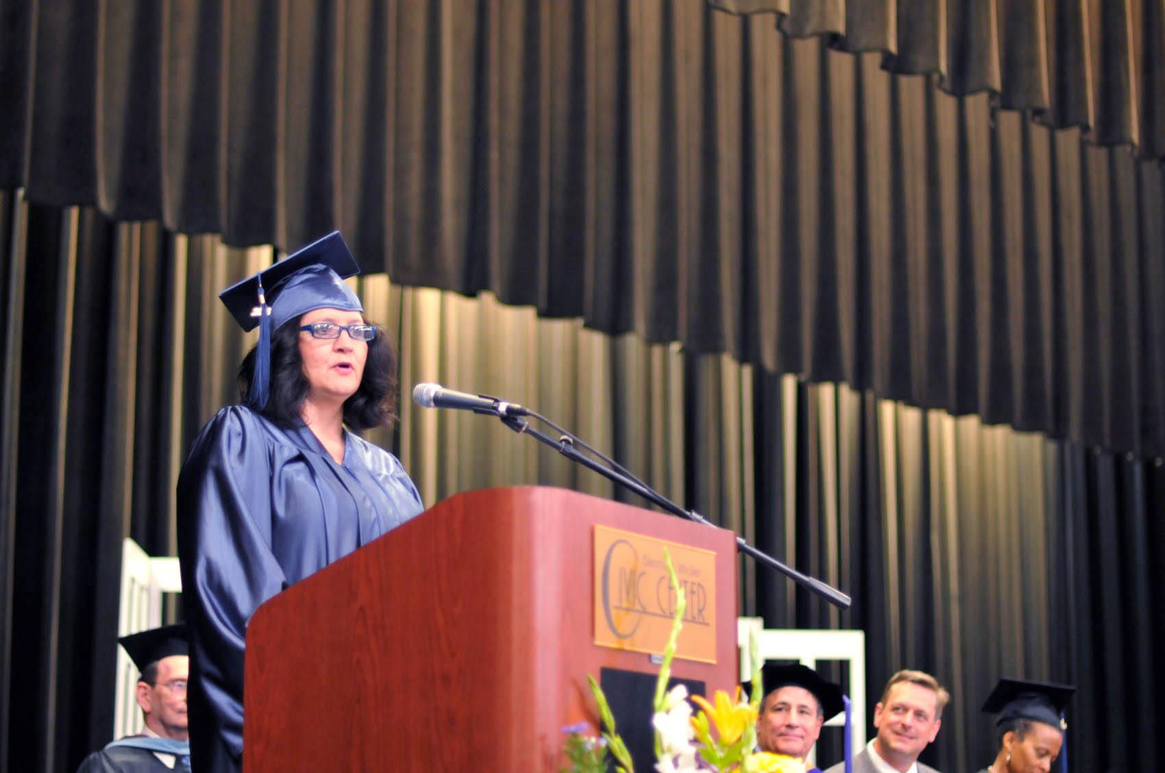 Click to enlarge,  Sheila Richardson, a Harnett County graduate, was one of the commencement student speakers at Central Carolina Community College's College and Career Readiness Commencement Exercises on June 16. 