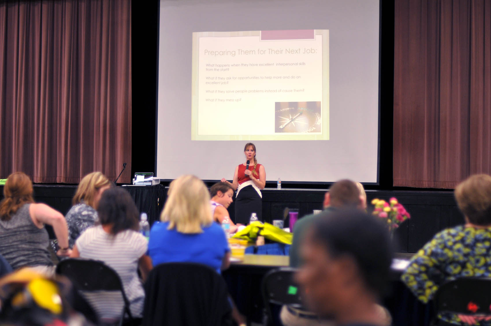 Click to enlarge,  Katy Caselli, founder and president of Building Giants LLC, was keynote speaker as Central Carolina Works held its summer symposium on June 28 and 29 at the Dennis A. Wicker Civic Center in Sanford. 