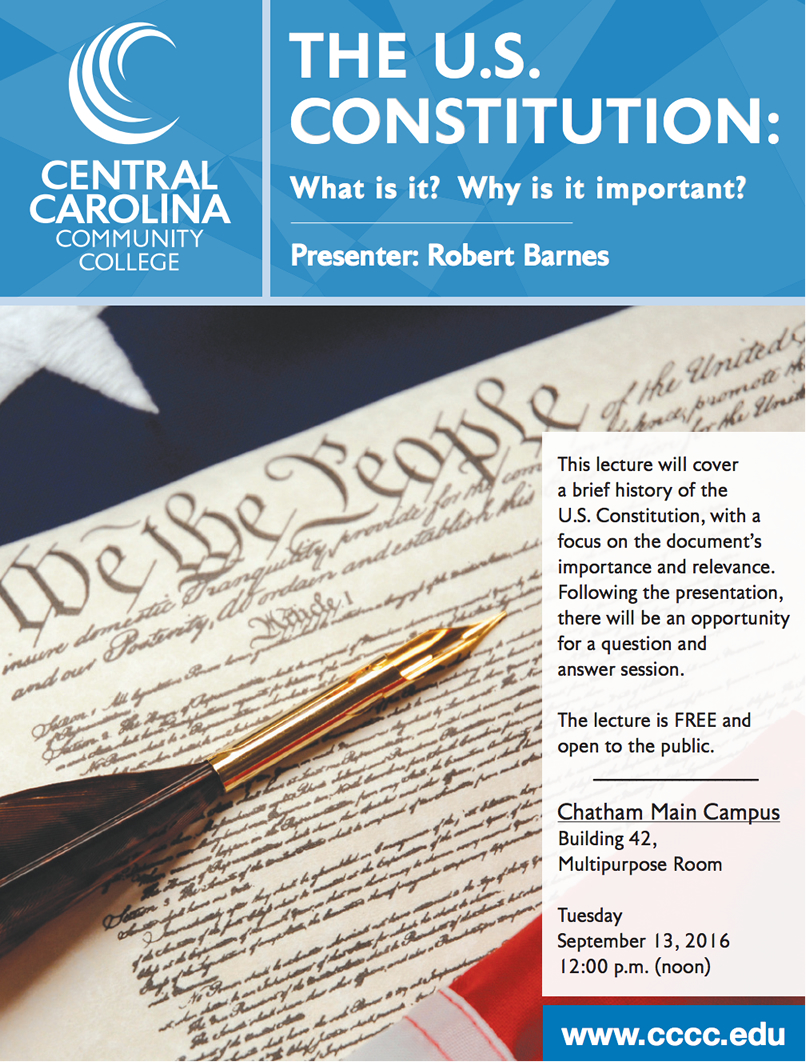 Constitution lecture at CCCC Chatham Main Campus