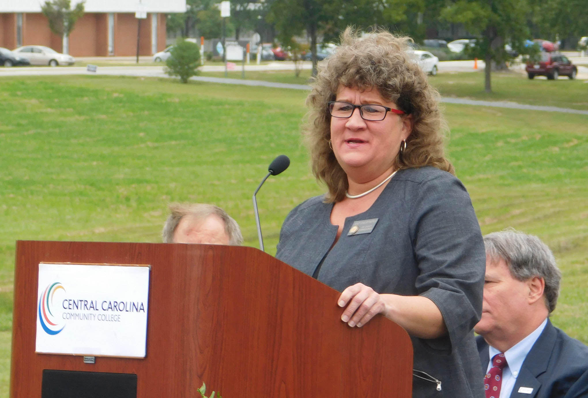 Click to enlarge,  Amy Dalrymple, Chair of the Lee County Board of Commissioners, told attendees at the college's groundbreaking ceremony on Oct. 6, 'On behalf of the Lee County Board of Commissioners, we are all excited to get this thing going.' 
