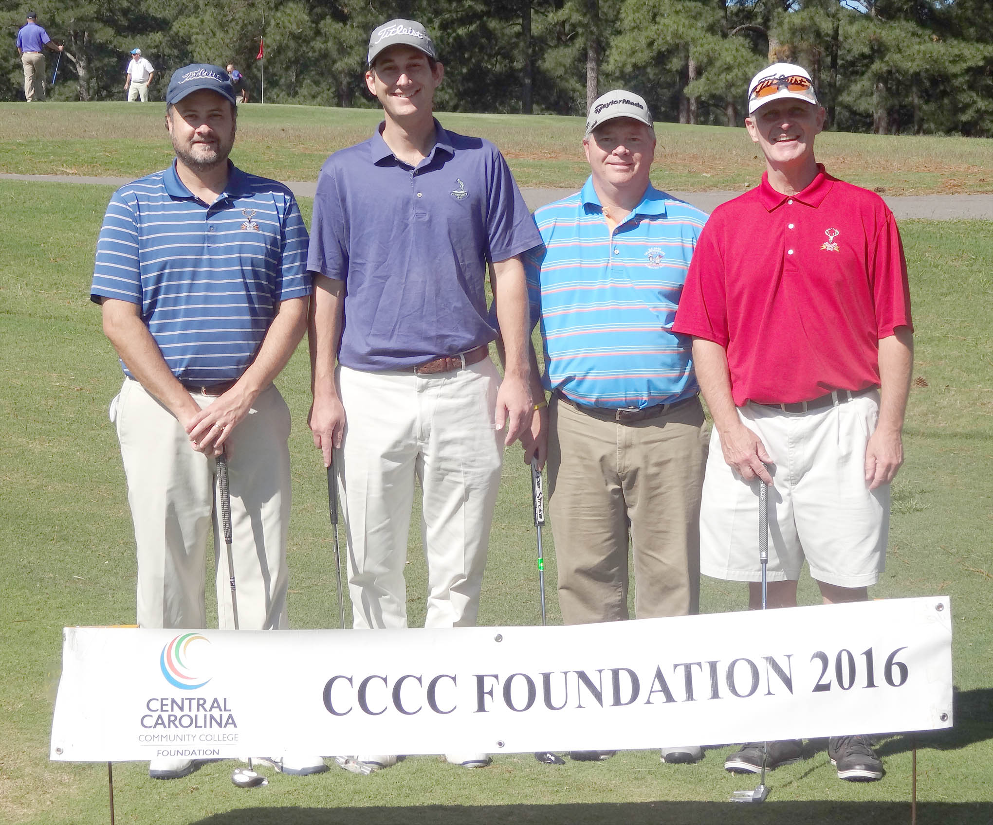 Click to enlarge,  The team of Alan Holt, Bill Kwasnick, Ron Minter, and Tom McSwain won the second flight of the morning tournament of the CCCC Foundation Lee Golf Classic. 
