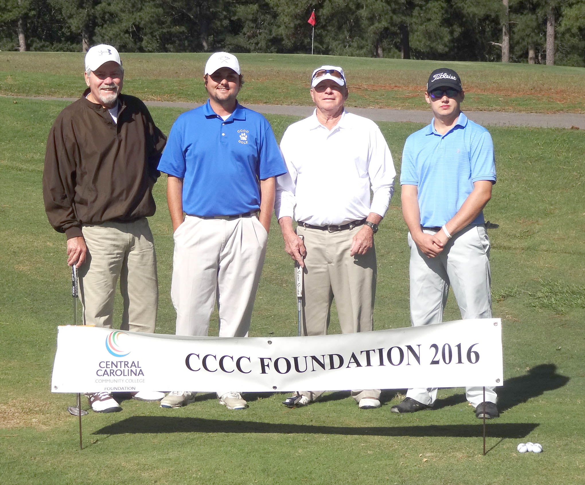 Click to enlarge,  The team of Dave Neff, Jack Radley, Bobby Powell, and Anthony Johnson won the first flight of the morning tournament of the CCCC Foundation Lee Golf Classic. 