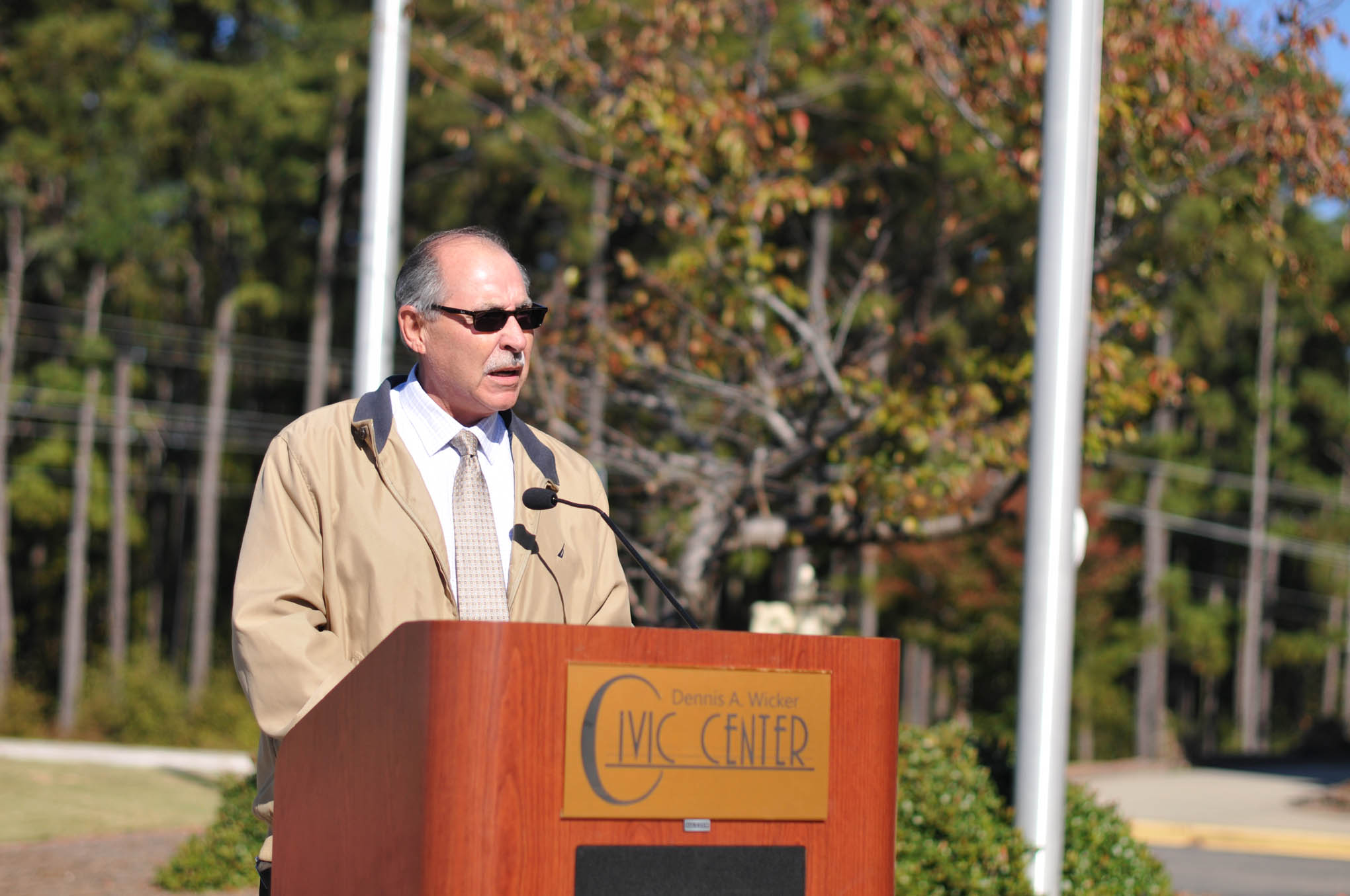 Click to enlarge,  Frank R. Bedoe Sr., who is Central Carolina Community College Director of Campus Security, was among the speakers at the Veterans Day observance on Thursday, Nov. 10, at the Dennis A. Wicker Civic Center. 
