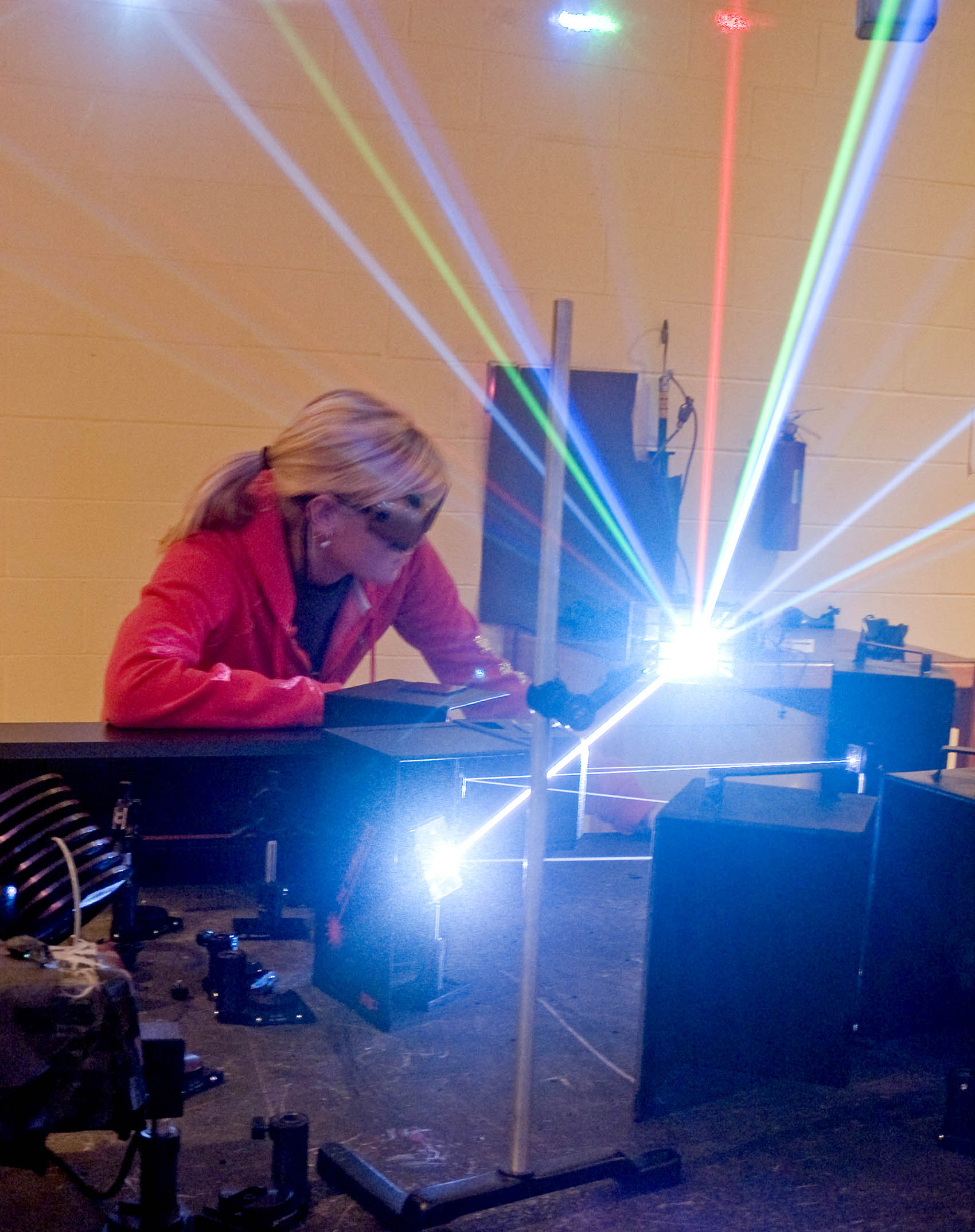 Click to enlarge,  Central Carolina Community College's Laser and Photonics Technology program focuses its instruction on understanding the application of electronic, fiber optic, photonic, and laser principles. An emphasis on hands-on learning prepares students for real-world projects and practical applications. For more information on CCCC's Laser and Photonics Technology program, contact Gary Beasley, Lead Instructor - Laser &amp; Photonics Technology, at 910-814-8828 or by email at gbeasley@cccc.edu. 