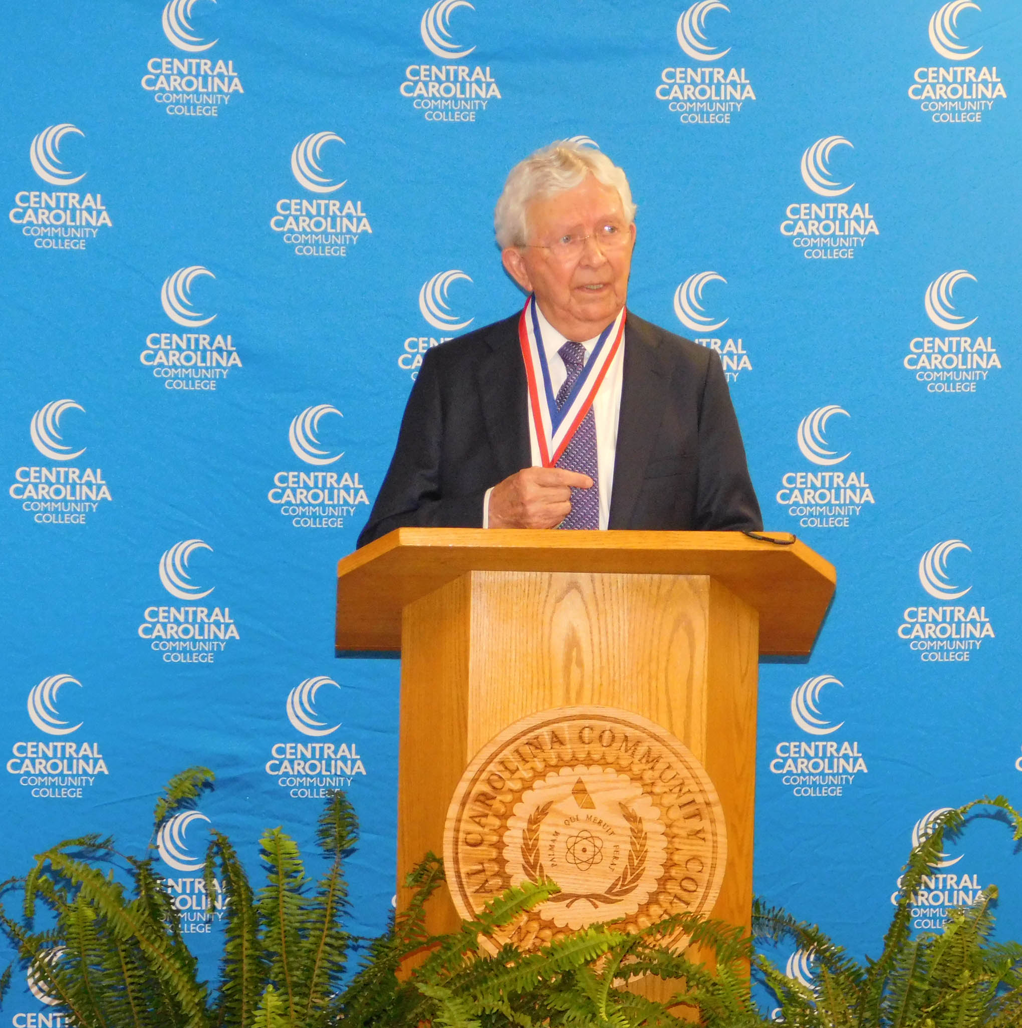 Click to enlarge,  Dr. J.F. Hockaday, president of Central Carolina Community College from 1969 to 1983, has been recognized as the latest recipient of the I.E. Ready Award, the highest honor bestowed by the State Board of Community Colleges. 