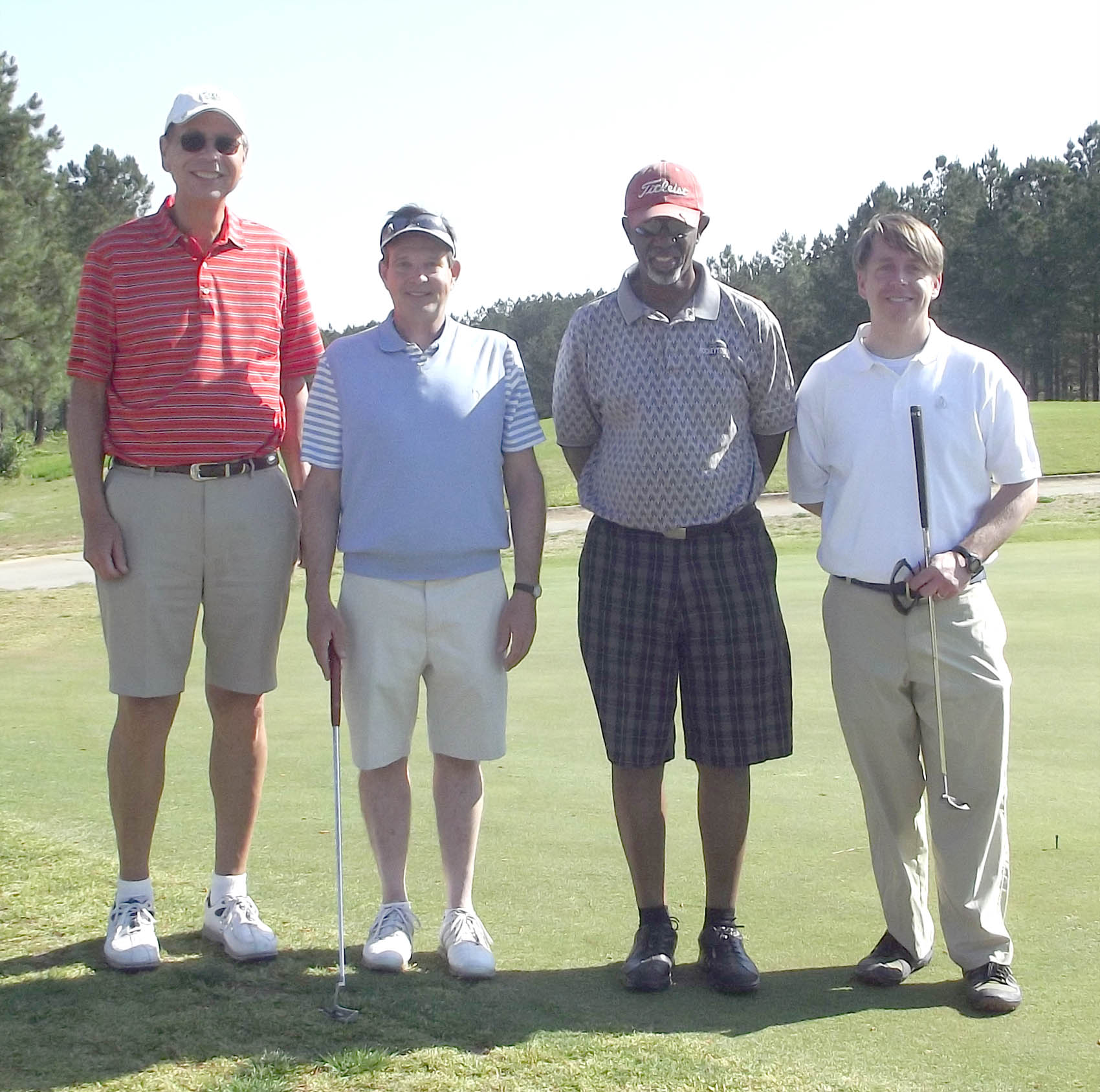 Click to enlarge,  Members of the third flight winning team in the fifth Central Carolina Community College Foundation Chatham Golf Classic were Barber Holmes, Mark Hall, Neil Peterson, and Lee Wilson. For information about the Foundation, donating to it, establishing a scholarship, or other fund-raising events, contact Dr. Emily Hare, Executive Director of the CCCC Foundation, 919-718-7230, or ehare@cccc.edu. Information is also available at the CCCC Foundation website, www.cccc.edu/foundation. 