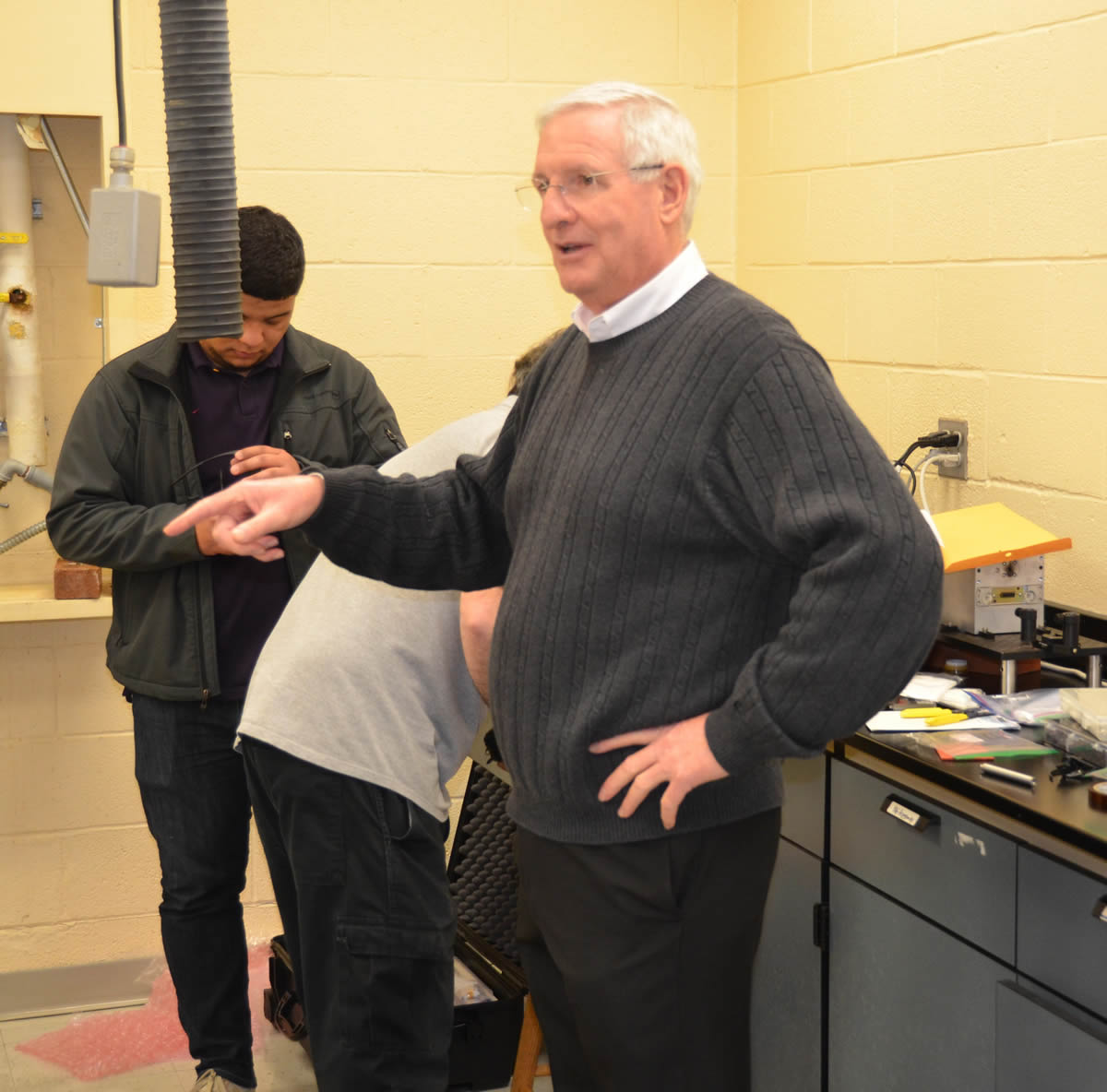 Click to enlarge,  Gary Beasley has been the instructor for the laser and photonics program at Central Carolina Community College in Lillington. He has headed the program for the last 18 years after spending 30 years working in the industry. 
 Daily Record Photo/Rick Curl.  