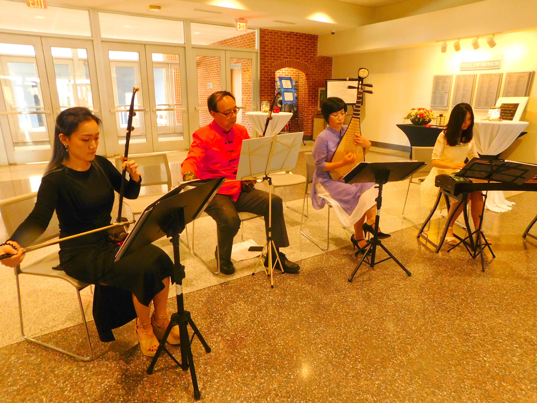 Click to enlarge,  The Crescent Chinese Music Studio provided music when Central Carolina Community College hosted a Ninth Anniversary and farewell honoring Yuehan Ma and the CCCC Confucius Classroom. 