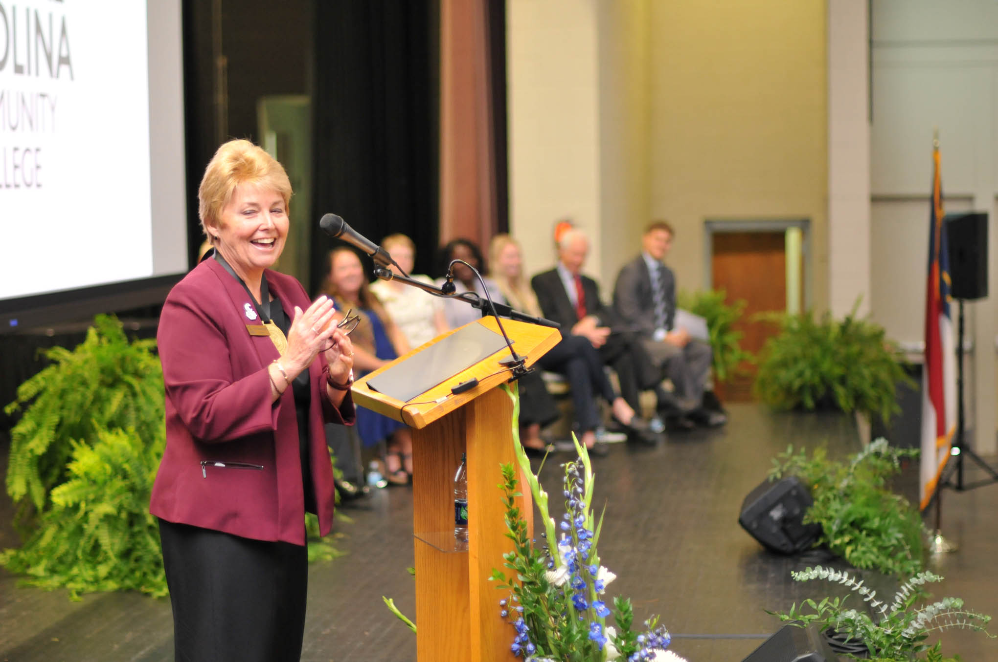 Click to enlarge,  Central Carolina Community College President Dr. Lisa M. Chapman shares a smile during her Installation as CCCC President on Sept. 26. 