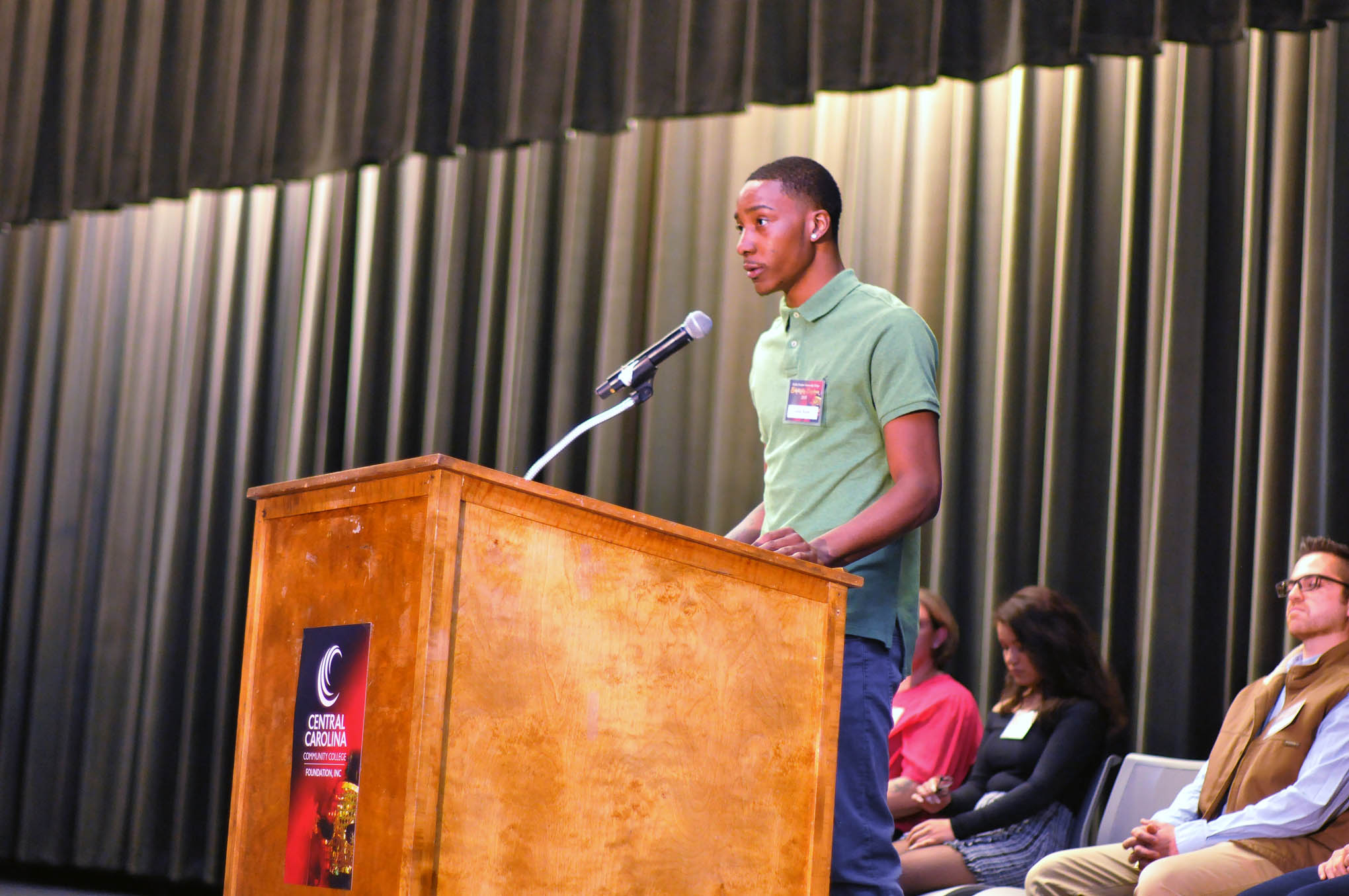 Click to enlarge,  Jamar Butler was among the scholarship recipient speakers at the Central Carolina Community College Foundation Scholarship Luncheon on Wednesday, Nov. 20, at the Dennis A. Wicker Civic &amp; Conference Center. 