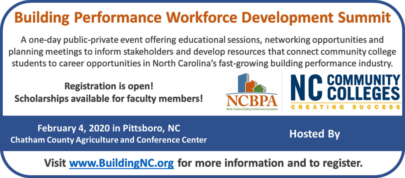 CCCC will host Building Performance Workforce Development Summit