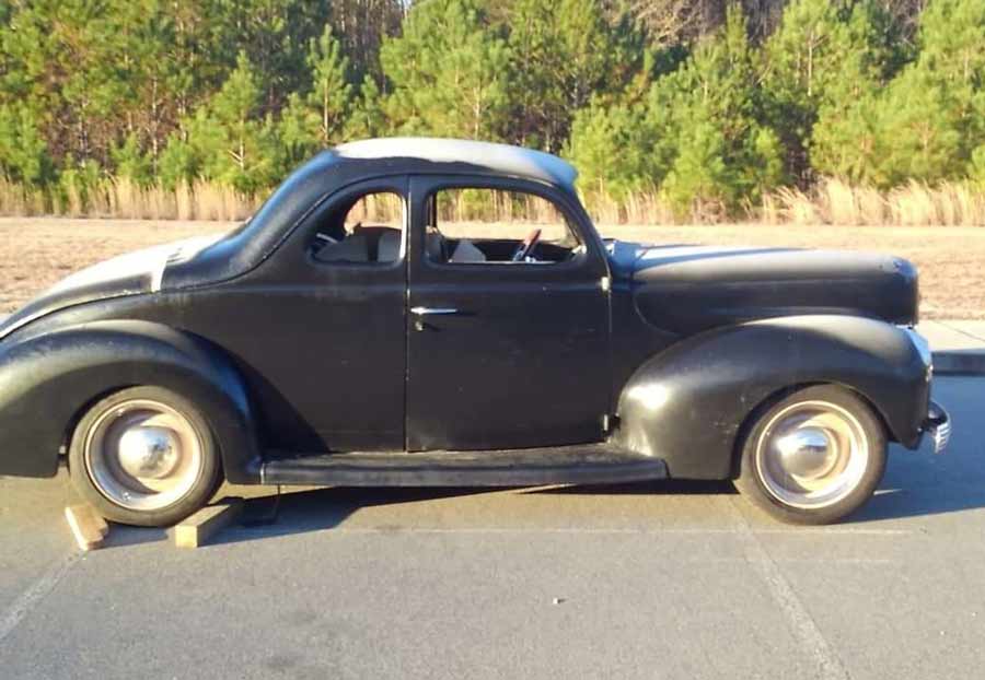 Click to enlarge,  This 1940 Ford is being restored by the Central Carolina Community College Automotive Restoration Technology program thanks to funding from the RPM Foundation. This is how the vehicle appeared when it arrived at CCCC. 