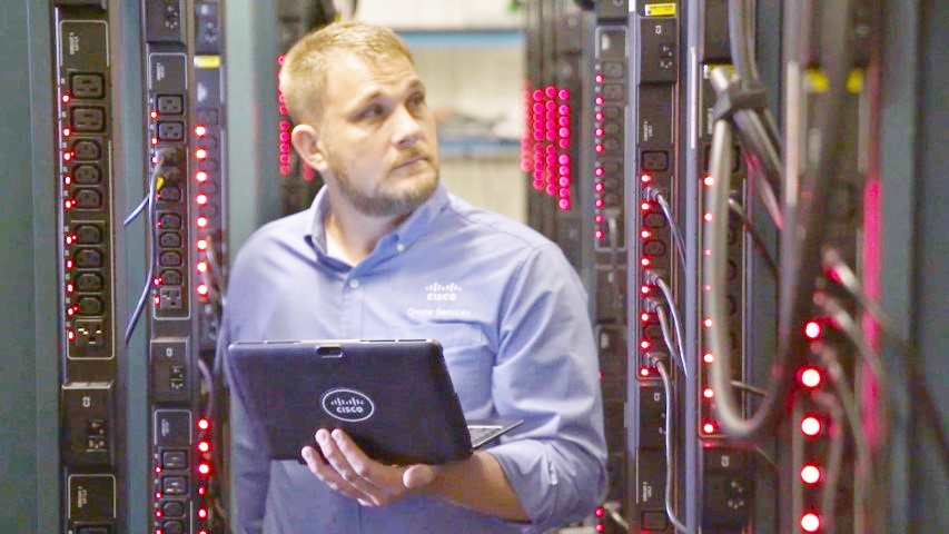 Click to enlarge,  Central Carolina Community College graduate Kevin Wind is a network field engineer working as a contractor for Cisco Systems, the multinational conglomerate producing cutting-edge networking hardware, software and telecommunications equipment. 