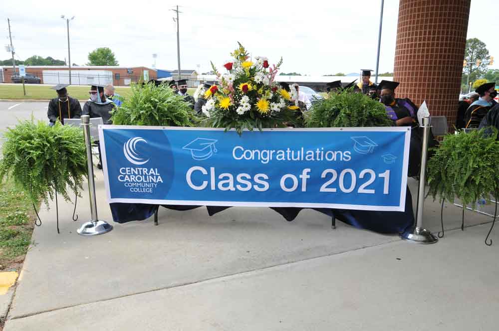 Click to enlarge,  This sign greeted Central Carolina Community College graduates at the May 17th graduation event. 