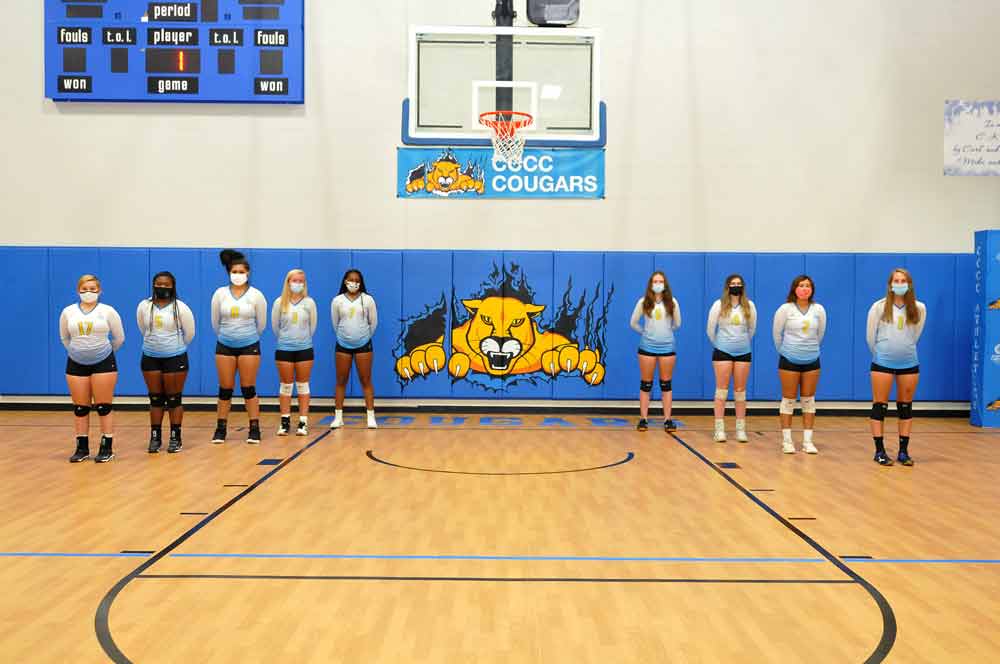 Click to enlarge,  The 2021 Central Carolina Community College volleyball team. For photos of individual volleyball athletes, visit https://www.cccc.edu/studentservices/studentlife/sports/sports/womens-volleyball/#section_roster 