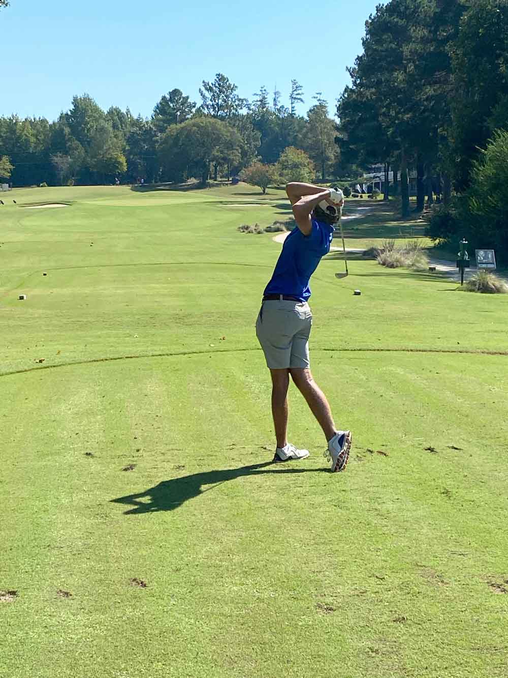 Click to enlarge,  Noah Ritch, a graduate of Providence Grove High School, participates as a member of the Central Carolina Community College golf team during the CCCC Cougar Classic tournament played at the Quail Ridge Golf Club in Sanford. 