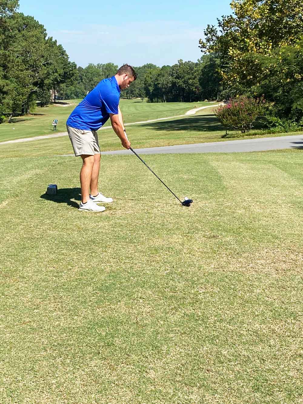 Click to enlarge,  Miller Phillips, a graduate of Jordan-Matthews High School, participates as a member of the Central Carolina Community College golf team during the CCCC Cougar Classic tournament played at the Quail Ridge Golf Club in Sanford. 