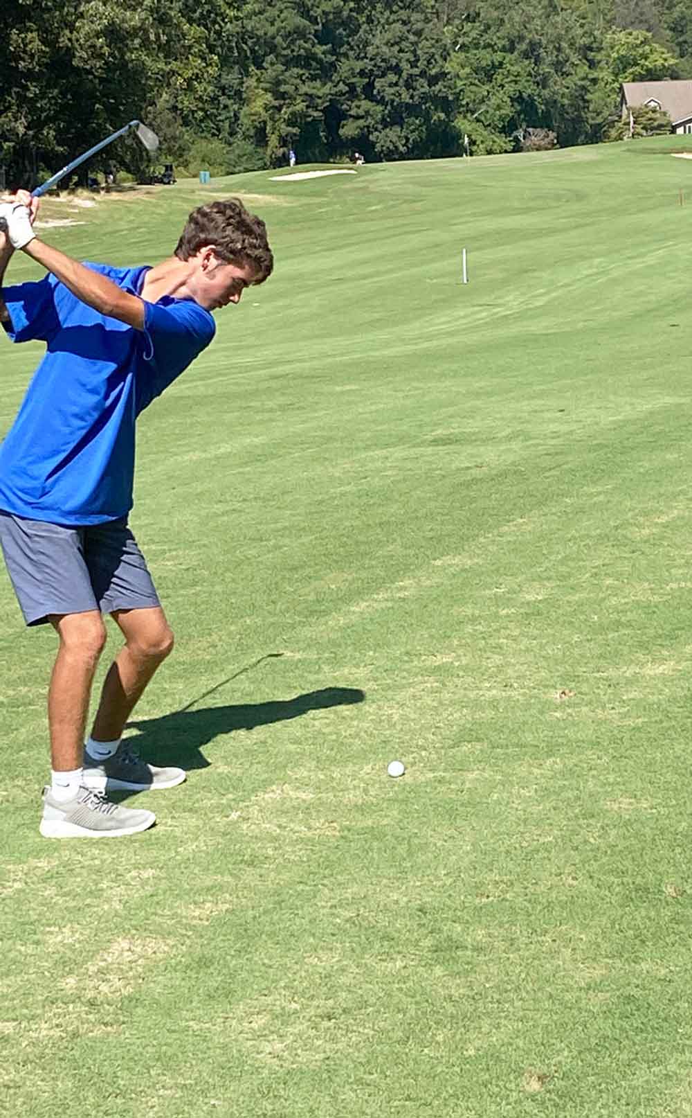 Click to enlarge,  Preston Cox, a graduate of Chatham Central High School, participates as a member of the Central Carolina Community College golf team during the CCCC Cougar Classic tournament played at the Quail Ridge Golf Club in Sanford. 