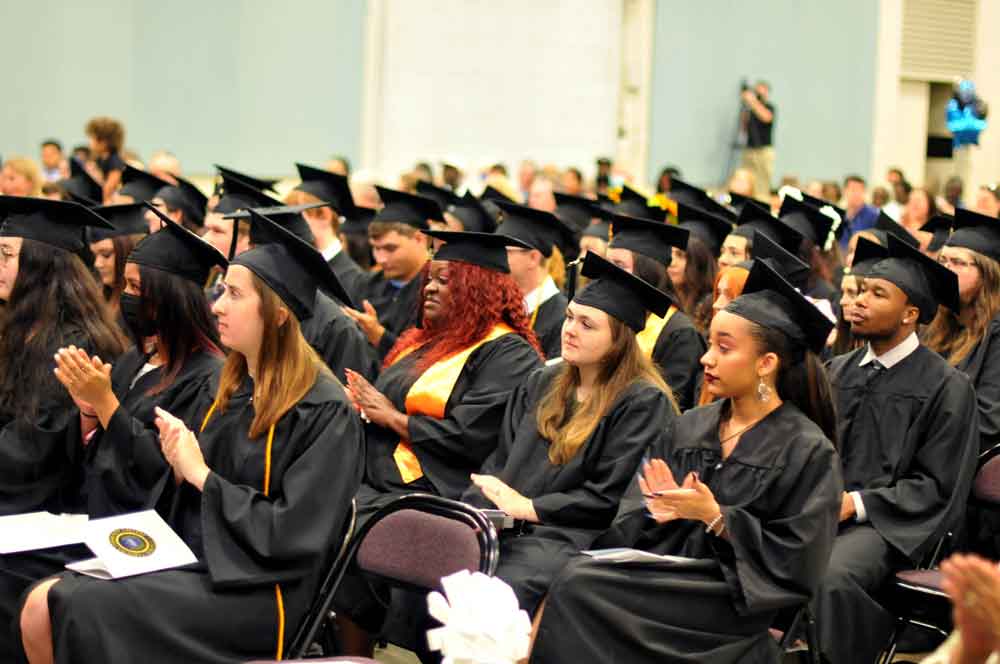 Click to enlarge,  Central Carolina Community College celebrated the achievements of the Class of 2022 summer graduates as the school observed its 60th Commencement Exercises on Aug. 9 at the Dennis A. Wicker Civic &amp; Conference Center in Sanford. 