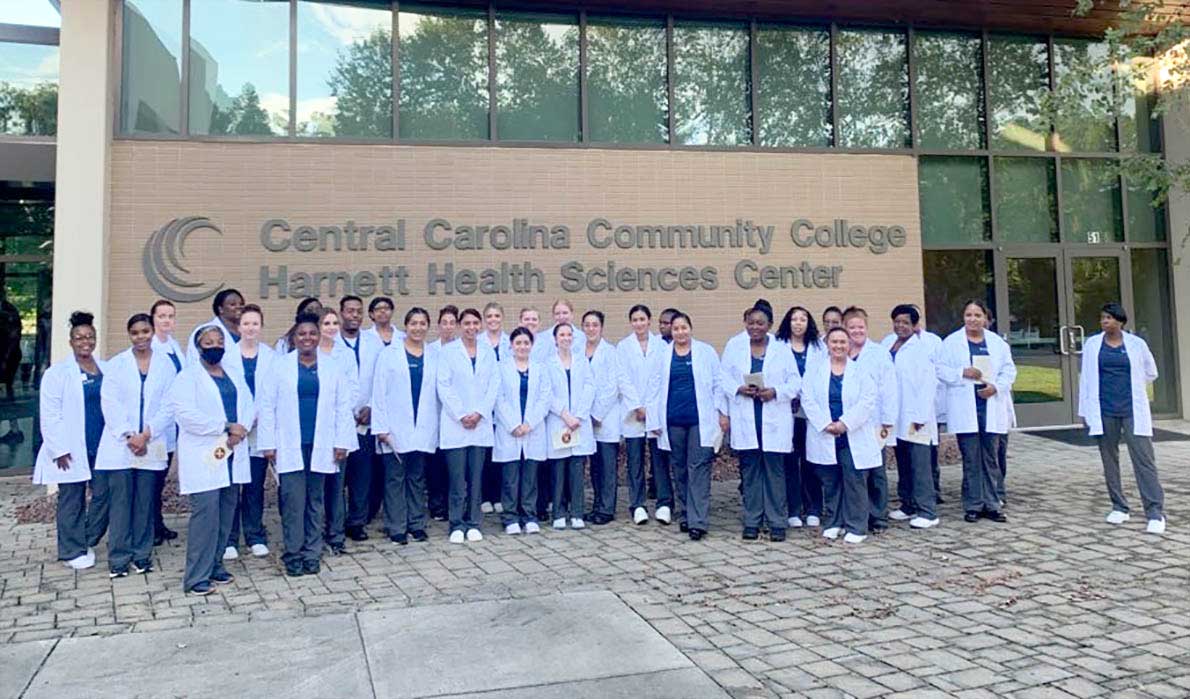 Click to enlarge,  The Central Carolina Community College Nursing program recently held a White Coat Ceremony for its students. 