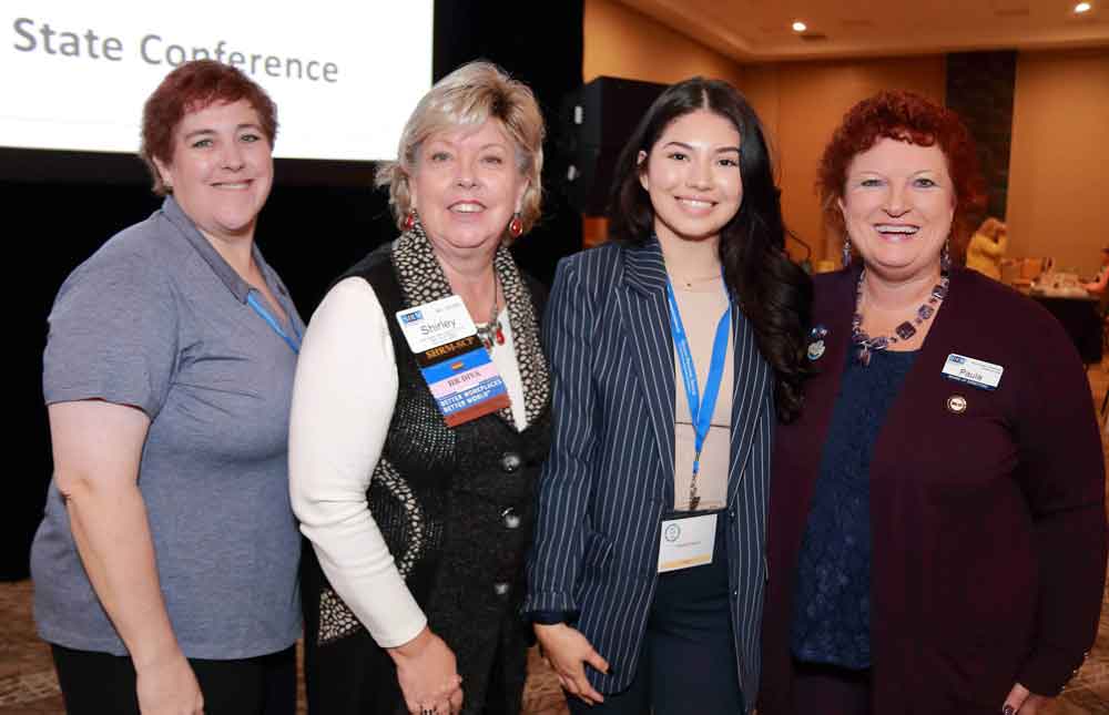 Click to enlarge,  Giselle Delgado (second from right), recipient of the Rising Star Award presented by the N.C. Society for Human Resource Management (NCSHRM), is pictured with Beatrice Runyan (left), NCSHRM Awards Chair; Shirley Rijkse (second from left), NCSHRM President, and Paula Harvey (right),  Award Sponsor. 