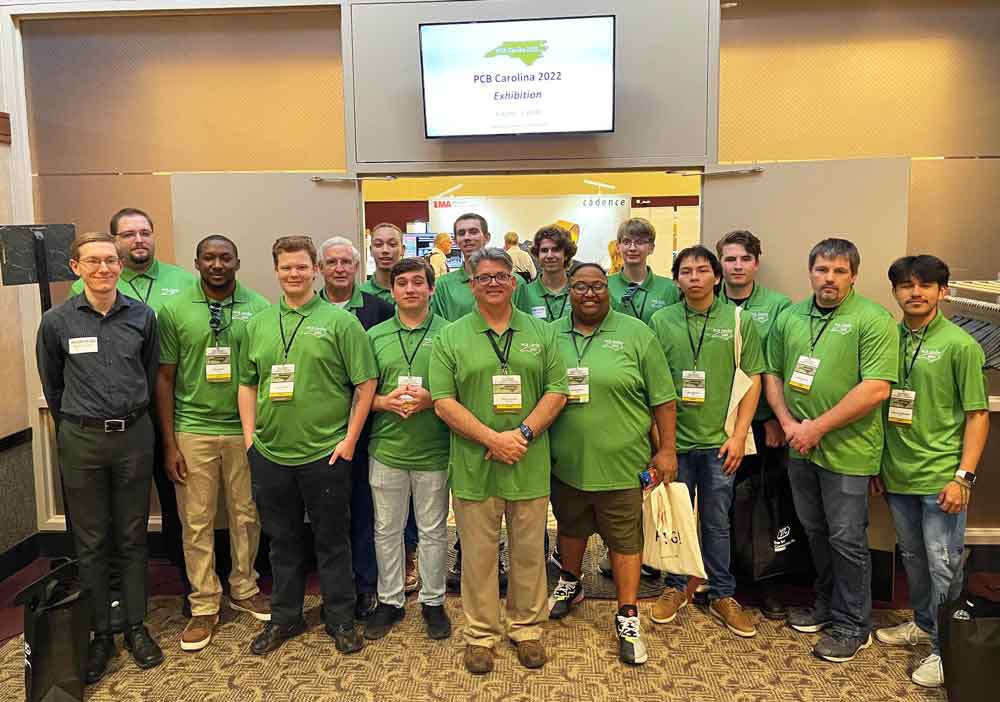 Click to enlarge,  Students in the Central Carolina Community College Laser and Photonics Technology and Electronics Engineering Technology programs experienced first-hand some of the logistics of running a successful technical conference when they served as volunteers with the PCB Carolina 2022 Electronics Trade Show and Technical Conference. 