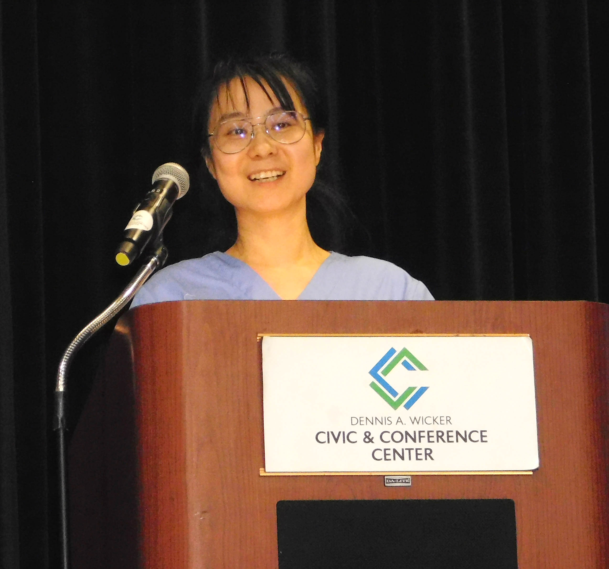 Click to enlarge,  Danni Xu, a Nurse Aide I and Phlebotomy Technician graduate from Chatham County, was one of the student speakers during the Central Carolina Community College Division of Workforce Development Continuing Education Health and Professional Services Programs graduation on Dec. 14. 