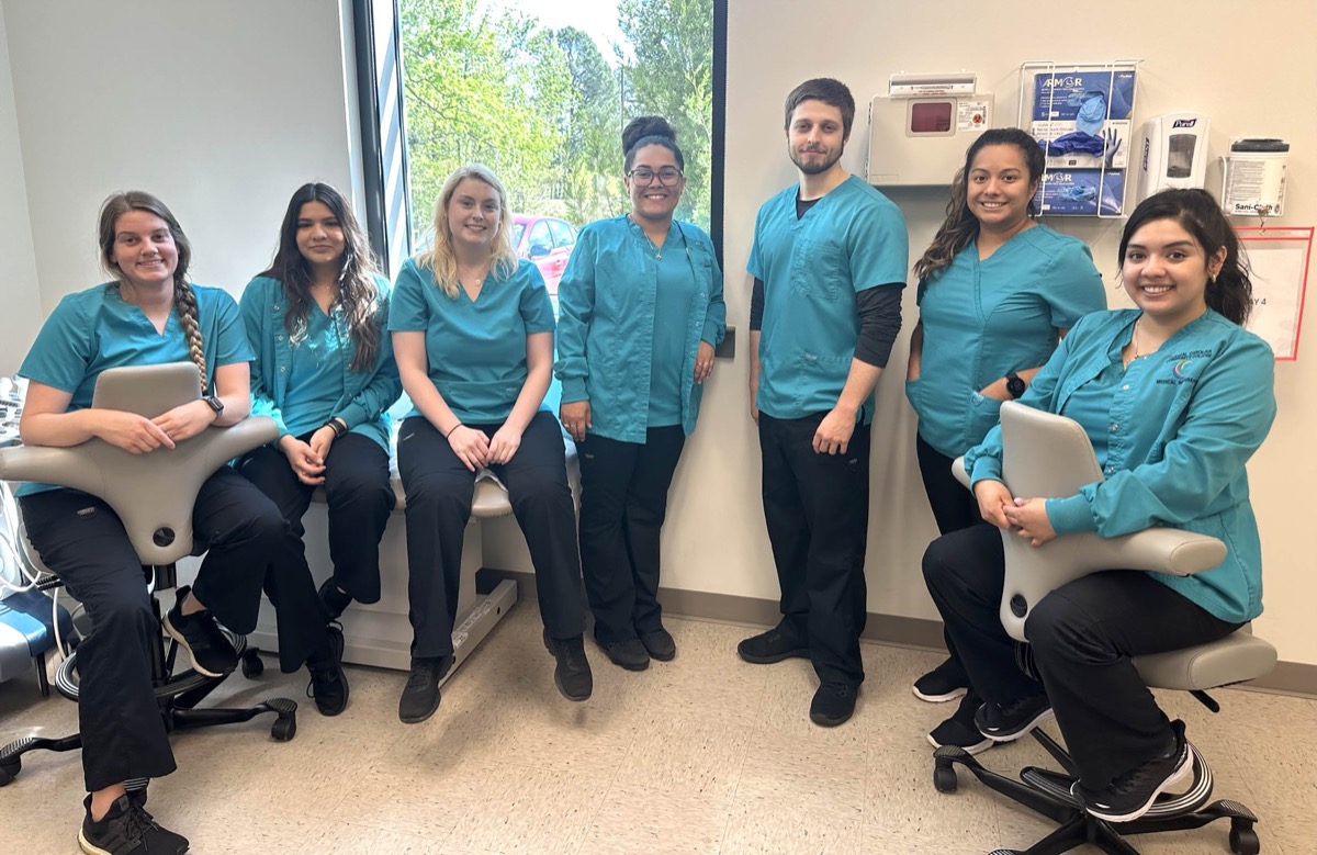 Click to enlarge, Class members are pictured, left to right: Hannah Raines of Jackson Springs, Jailin Collazo of Sanford, Jenna Jackson of Coats, Brittany Gautier of Cameron, Garrett Montoya of Chapel Hill, Kimberly Barrios of Los Angeles, Calif., and Gabriela Cuellar of Angier. Learn more about the CCCC Medical Sonography program at www.cccc.edu/curriculum/majors/medical-sonography.