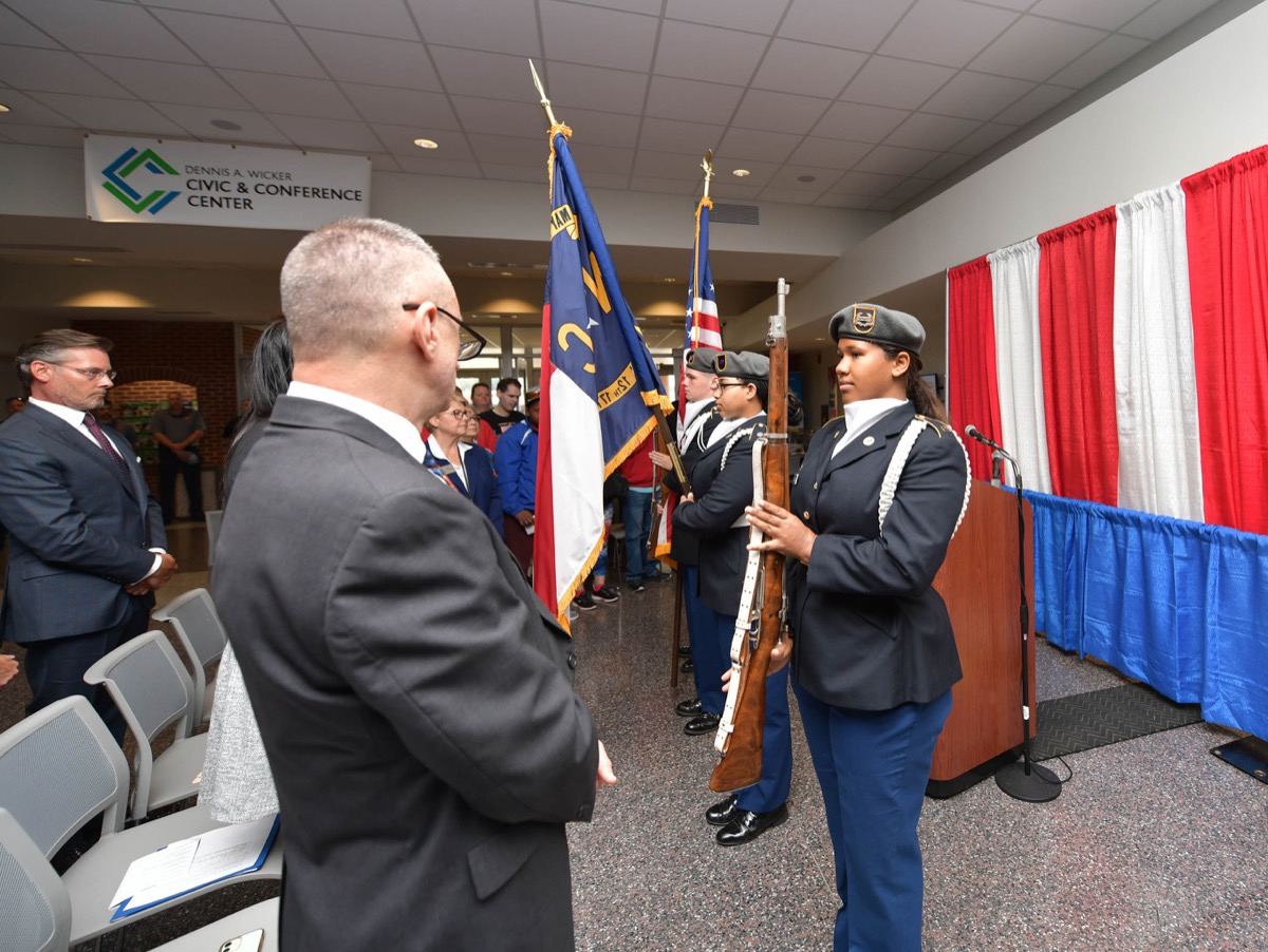 Click to enlarge,  The Lee County High School JROTC participated in the CCCC Veterans Day commemoration. 