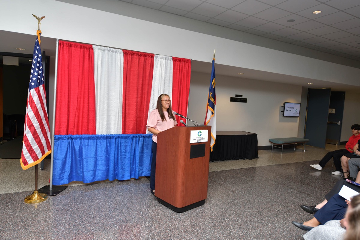Click to enlarge,  Jessica Gonzalez, CCCC Director of Human Resources and U.S. Army veteran, was guest speaker at the CCCC Veterans Day commemoration. 