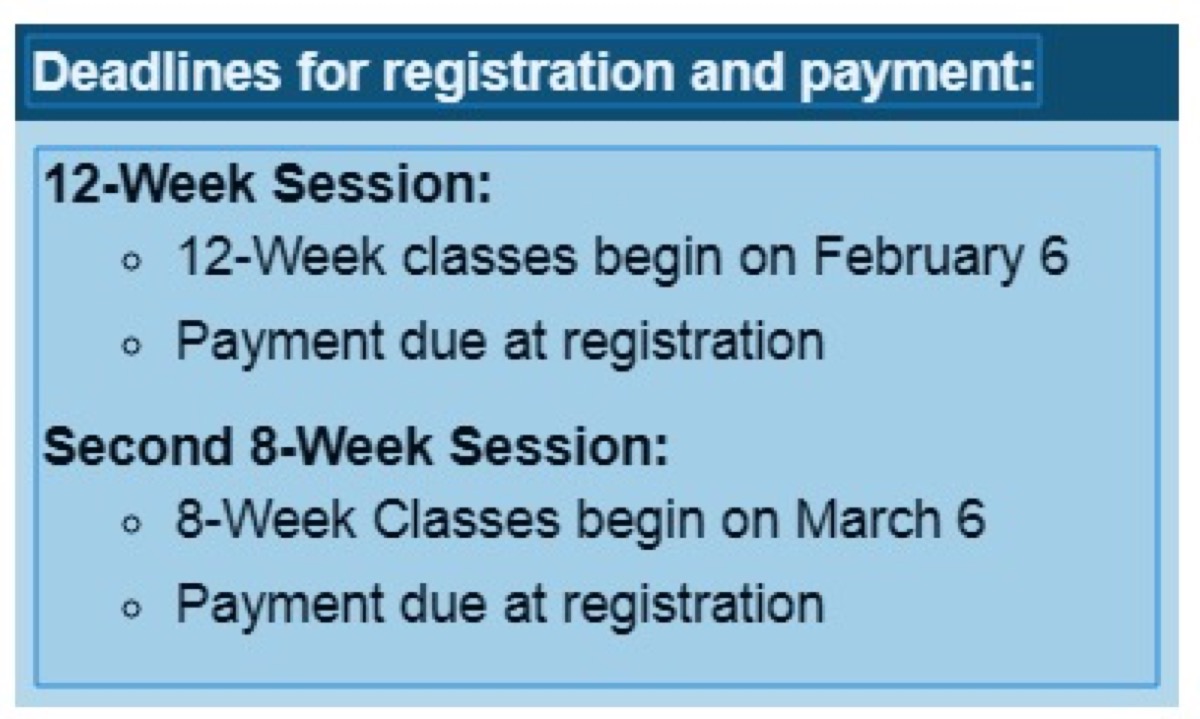 CCCC 12-week classes begin Feb. 6