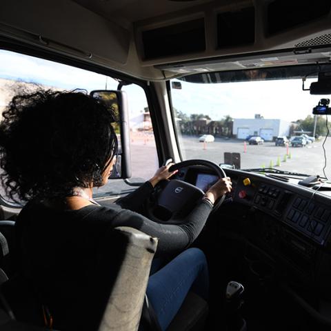 Inside Commercial truck looking out