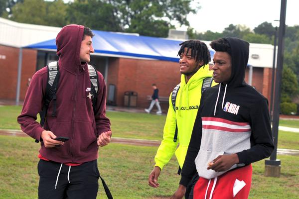 Students chatting on campus